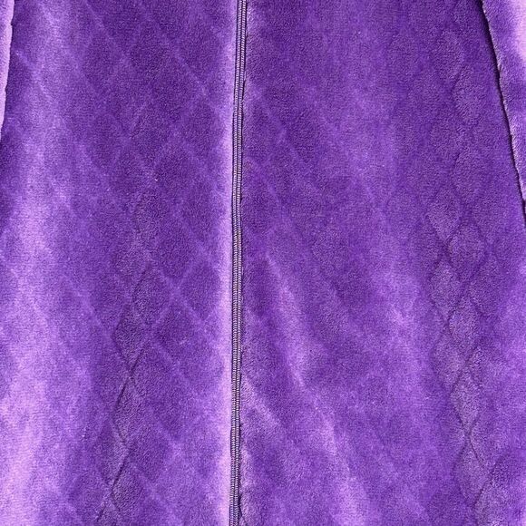 Celestial Dreams Vintage Robe Housecoat M Purple Fleece Zip Long Sleeve Pockets - Picture 3 of 6